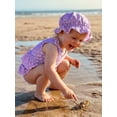 thumbnail image 6 of BemeyourBBs Toddler Baby Girl Swimsuit Infant Bathing Suit 3 Pieces Heart Dot Plaid Cow Skin Swimsuits Bow Tank Top with Ruffle Shorts Set Sun Hat Swimwear Summer Beach Wear, 6 of 9