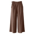 thumbnail image 2 of Women's High Waisted Wide Leg Pants with Pockets - Solid Color Pleated Elastic Loose Fit Casual Trousers, S-2XL, 2 of 4