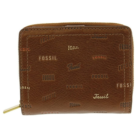 rfid logan fossil multifunction wallet multi leather brown mini