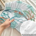 thumbnail image 4 of Queen Size Fitted Sheet Set - Summer Coastal 3 Piece Bedding Sets 16" Deep Pocket Fitted Sheet with 2 Pillowcases, Watercolor Corals Shells Starfish Green Plaid Brushed Microfiber Hotel Bed Sheets, 4 of 9