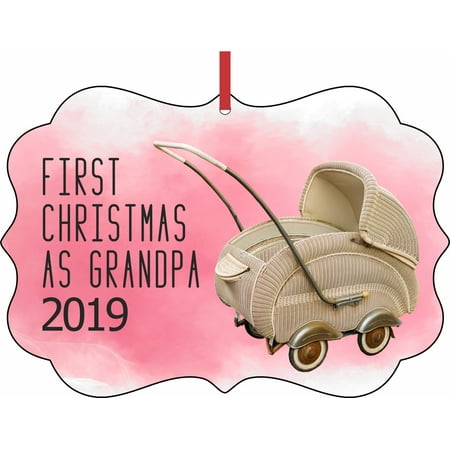 Angry Grandpa Christmas 2019 First Christmas as Grandpa 2019 Baby Girl Elegant Aluminum SemiGloss Christmas Ornament Tree Decoration - Unique Modern Novelty Tree Décor Favors ()