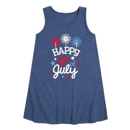 

Instant Message - Happy 4Th Of July - Toddler & Youth Girls A-line Dress