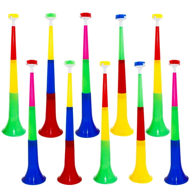 EeaseCA 10 PCs 3 Sections Large Telescopic Trumpet Plastic Promotional Props Kids Musical Instrument Noise Making Tools Children Toy (Random Color)