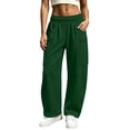 thumbnail image 2 of Smsaxvxz Sweatpants for Women Casual Wide Leg Outdoor Travel Climbing Pants with Multi Pockets Army Green L, 2 of 7