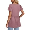 thumbnail image 4 of Red Womens Blouses Womens Summer Tops Short Sleeve Shirts Puff Sleeve Peplum Tops V Neck T Shirts Ladies Tops and Blouses, 4 of 5