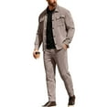 thumbnail image 2 of yuCgh Men's Casual Sports Suede Business Button-Down Jacket and Pants Suit, Two-Piece Set for Smart Casual Wear, Durable and Stylish for Office and Outdoor Events,Camel L, 2 of 4