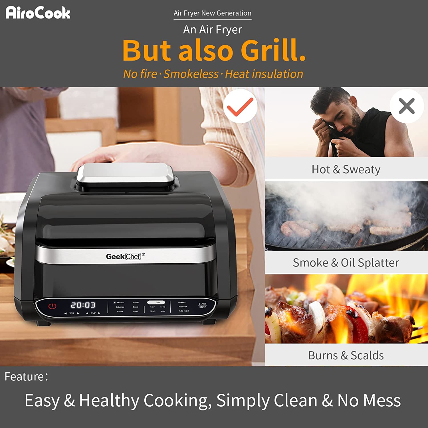 Buy Geek Chef Smart Smart 7in1 Indoor XL Air Fryer Grill Combo