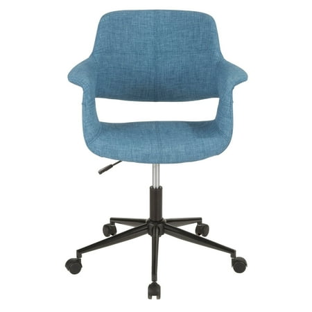 Vintage Flair Mid-Century Modern Office Chair in Blue with Black Metal Base