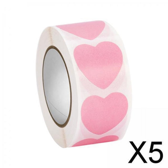 5x500 Uds Etiquetas Pegatinas de Corazón Rosa Etiquetas de Papel en Forma de Corazón para Sobres de Invitación de Aniversarios de Boda Del Día de San 5 piezas