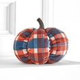 thumbnail image 3 of Decorative Harvest Plush Pumpkins - Orange Plaid Large, 3 of 19