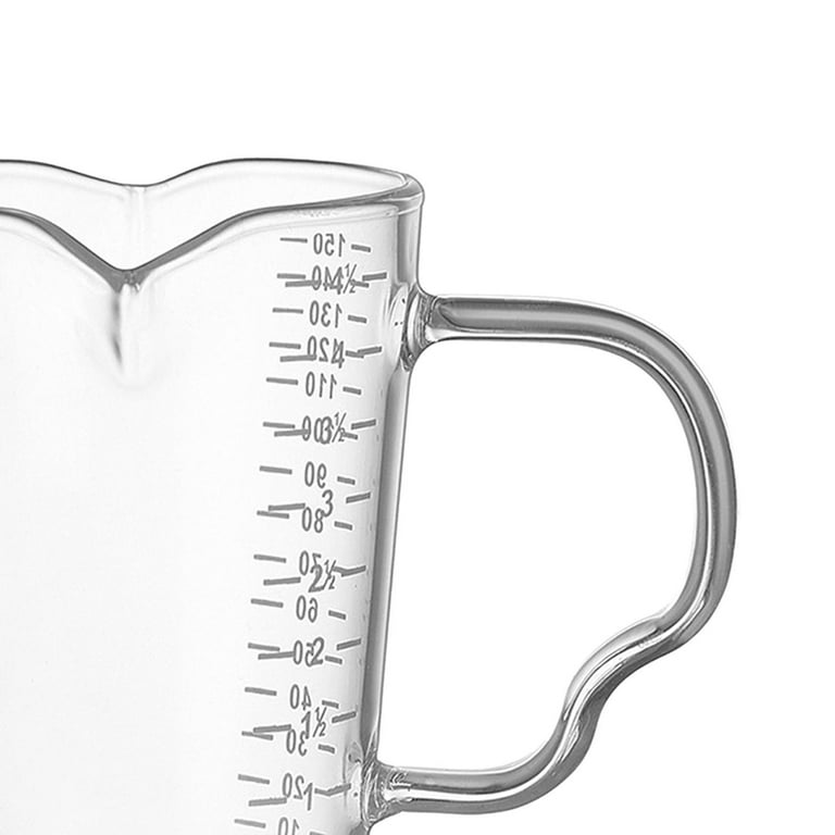 2x Multifunctional Glass Measuring Cup -resistant Glass And Scale Ounce Mug  for Tea Drink Shaker Coffee 