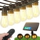 thumbnail image 1 of KYY Cadena de luces solares de 54 (48 + 6) pies para exteriores con puerto USB remoto, impermeable e inastillable, patio con panel de energía solar, bombillas LED Edison vintage, luces de mercado resi, 1 of 1