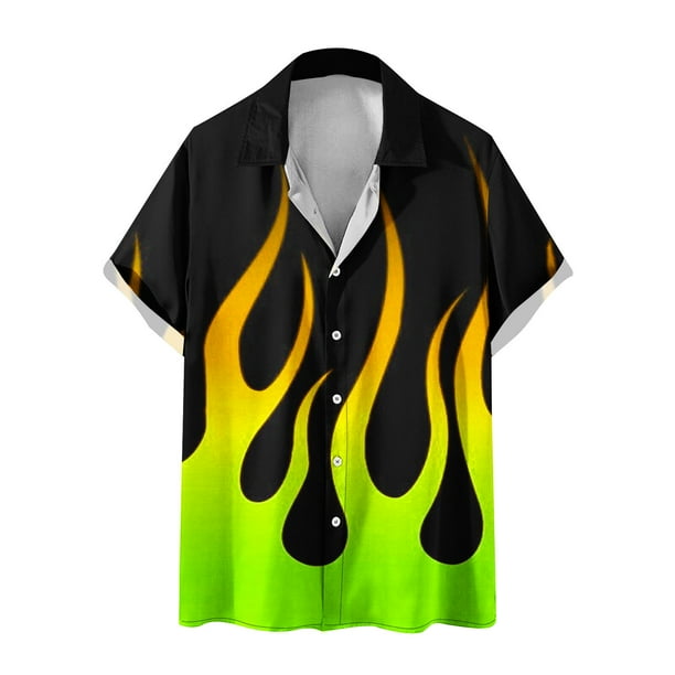 Camisas de Manga Larga para Hombres Blusa Cómoda de Cuello de Impresión, Camisa Casual de Poliéster para Uso Diario, de Fiesta Y de Primavera de Verano