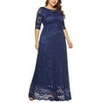 thumbnail image 5 of Eternatastic Womens Floral Lace 2/3 Sleeves Maxi Dress Evening Party Long Dress 3XL Deep Blue, 5 of 6