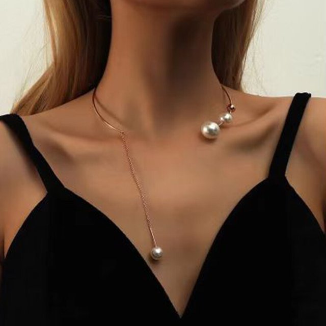 Collar de cadena de clavícula con colgante de Cruz de diamante Simple de Perla Barroca Vintage para mujer, collares de moda coreana, regalos de joyería