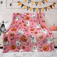 thumbnail image 2 of Pink Halloween Throw Blanket 50"x60", Cute Ghost Blanket for Girls Kids Soft Flannel Fleece Halloween Blankets and Throws Decor, 2 of 6