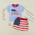 thumbnail image 2 of Gubotare Newborn Boy Clothes Summer Baby Boy Outfit Short Sleeve T-Shirt and Shorts Toddler Two-Piece Clothes Set 3 6 9 12 18 24 Months 2T 3T 4T 5T,Blue, 2 of 8