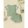 thumbnail image 5 of FEORJGP Toddler Boys Summer Outfits 3M 6M 1T 2T 3T Infant Short Sleeve T-shirt Crew Neck Shirt Contrast Color Tops and Drawstring Shorts Sets Little Boy Casual Daily Clothes, 5 of 9
