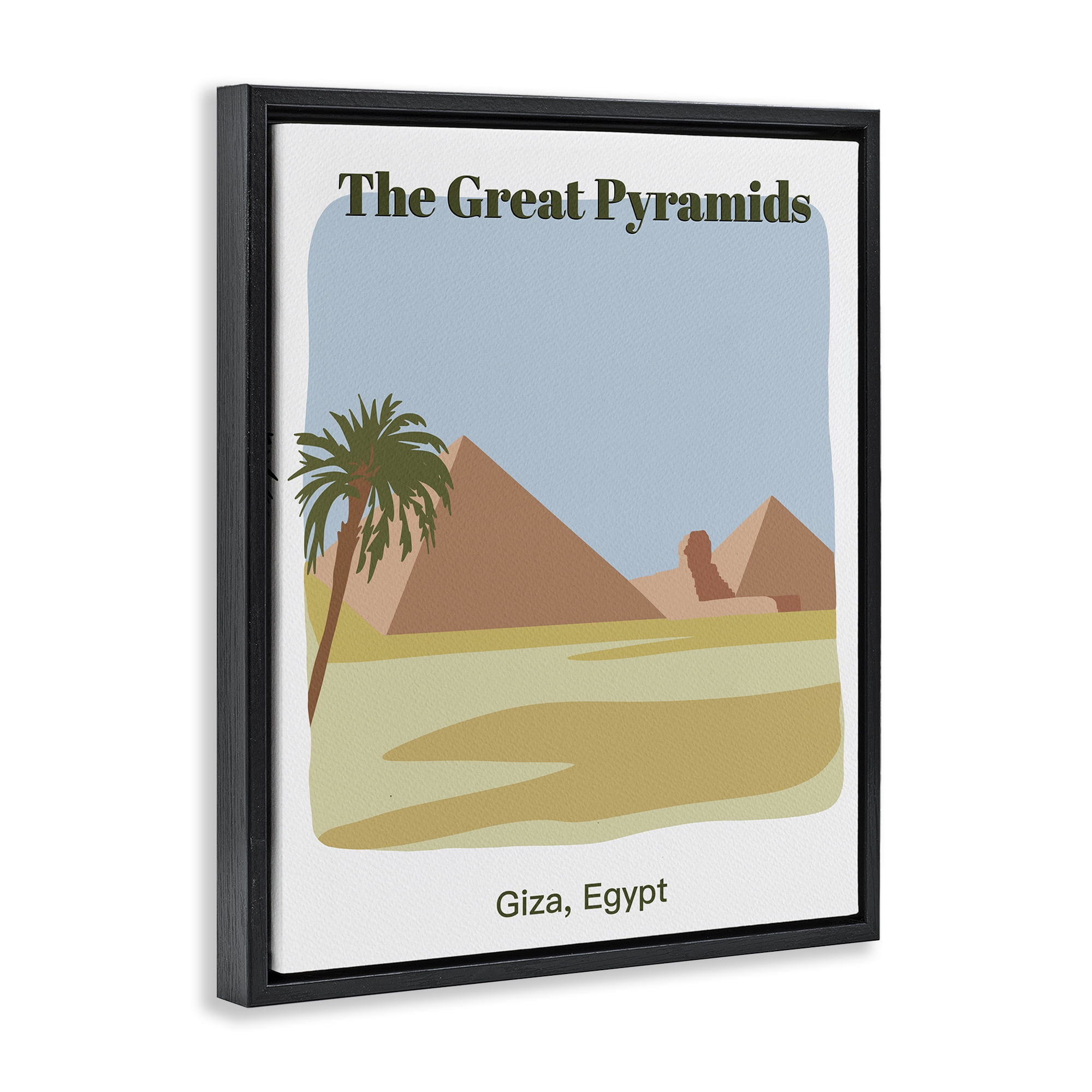 Stupell Industries Great Pyramids Architecture Town & City Painting Black Floater Framed Art Print Wall Art, 17 x 21