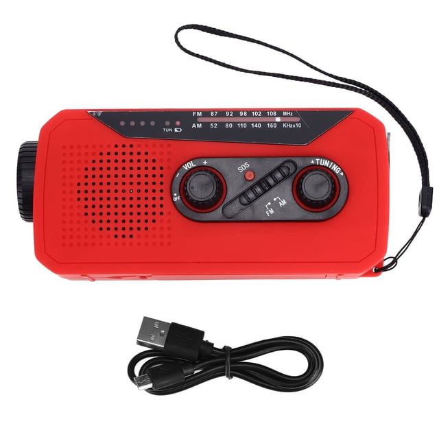 ATTOE Radio d'Urgence à Main avec Lampe de Poche LED Charge 2000mah pour Camping Randonnée Rouge EU Type-0814