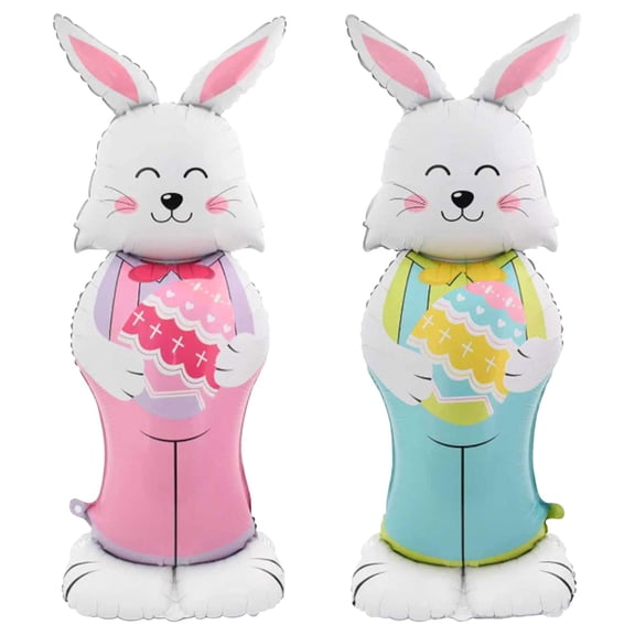 Melvexa Easter Balloons Party Decorations - 59 Inch Standing Large Bunny Balloons With Base - Bunny Foil Balloon for Easter Party Decorations - Home Spring Decor Supplies