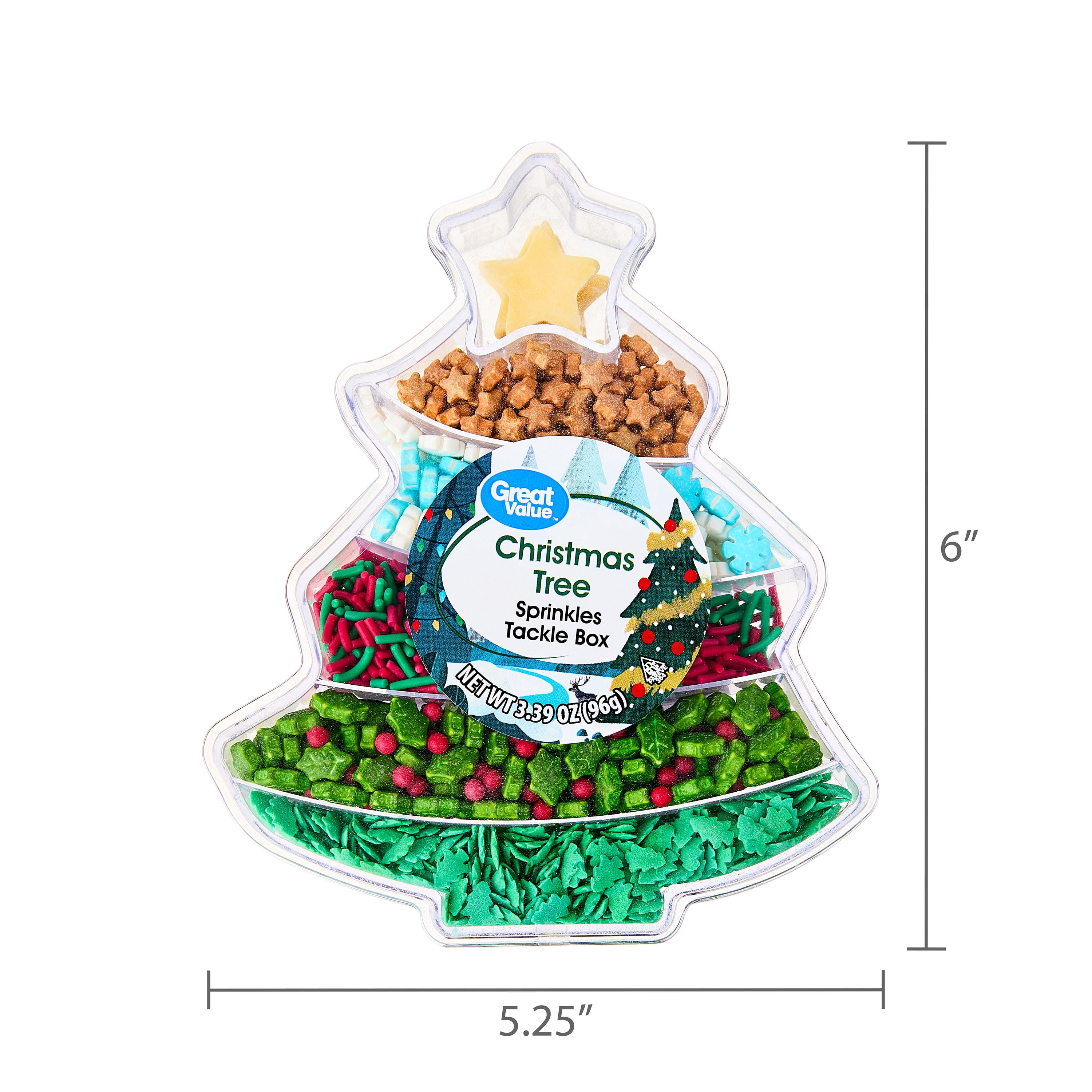 Great Value Christmas Tree Sprinkles Tackle Box, 3.39 oz