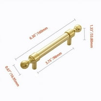 HW388GD Copper and Zinc Cabinet Pull, 3.75 in. Center to Center, Polished Gold - Pack of 5