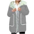 thumbnail image 2 of Parkas de manga larga para mujer, chaqueta con capucha de color liso con mangas largas y cinturón, chaqueta tipo cárdigan de temperamento ajustado, top de poliéster para mujer, 2 of 4