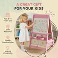 thumbnail image 5 of Qaba Kids Easel, 3-in-1 Double-Sided Art Easel with Paper Roll, Whiteboard & Chalkboard, Storage Baskets for Toddlers Ages 3-8, Pink, 5 of 9