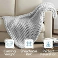 thumbnail image 3 of Vellux 13lb King Weighted Throw | Chunky Knit Soft Breathable Blanket | Grey, 3 of 7