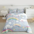 thumbnail image 2 of Feelyou Cartoon Rainbow Cloud Bedding Comforter Set, Kawaii Stars Galaxy Sky Twin Comforter Sets, Teens Kids Boys Girls Reversible Bedding Set, Luxury Bedroom Decor, 2pcs, 2 of 8
