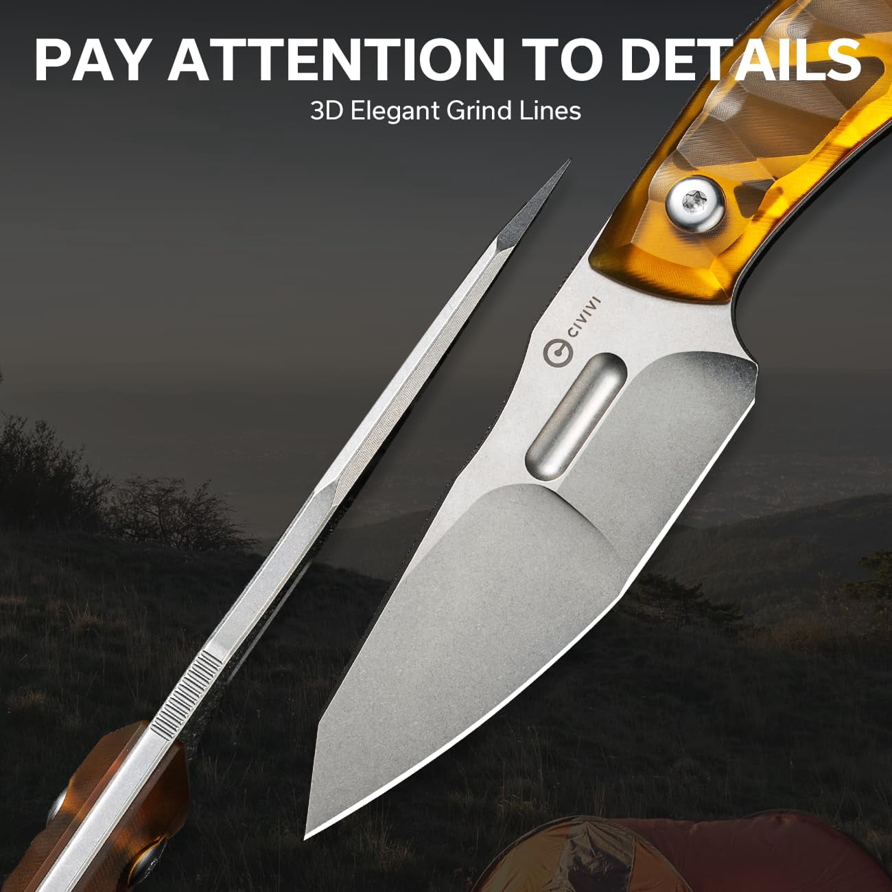 CIVIVI Fixed Blade Knife with Kydex Sheath, T-clip, Lanyard for Outdoor Carry, Propugnator Knife PG KNIVES Designed, 4.15" D2 Blade Ultem Handle C23002-3