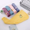 thumbnail image 5 of harmtty Hair Drying Cap Comfortable Cartoon Embroidery Lint Free Coral Fleece Women Household Rapid Drying Hair Towel for Bathroom,Blue Dual Layer, 5 of 8