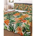 thumbnail image 3 of Quilts Twin Size, Orange Green Palm Leaves Soft Comforter Bedding Set for Bed, Summer Tropical Floral Lightweight Quilted Bedspread with Pillow Cover(2 Pieces) for All Season, 68x86 Inch, 3 of 6