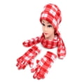 thumbnail image 2 of Women's Winter Fleece Winter Set-Polyester Fleece Hat, Gloves, and Scarf Set for Cold Weather (Red & White Plaid), 2 of 2