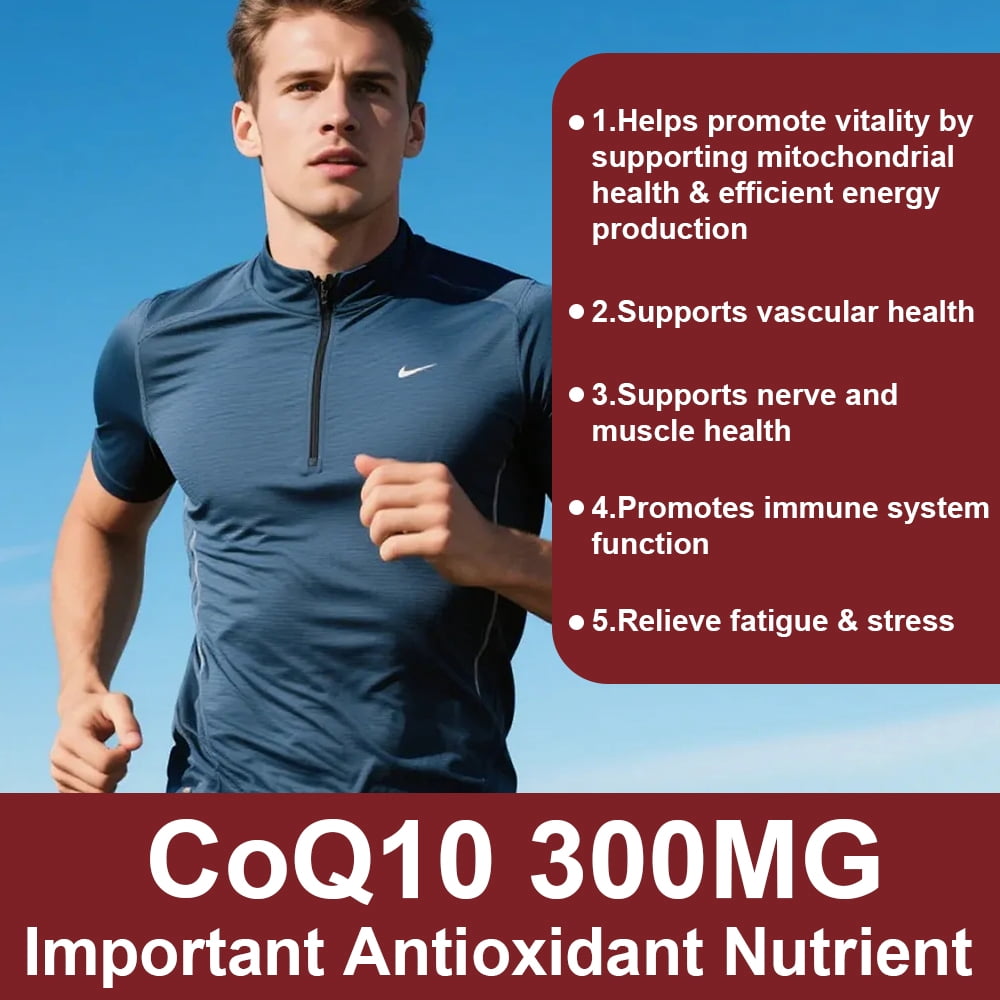 MENXI CoQ10 300mg, High Potency Ubiquinone Softgels for Heart Health & Energy Support, Antioxidant, 2 Bottles (120 Softgels Each)