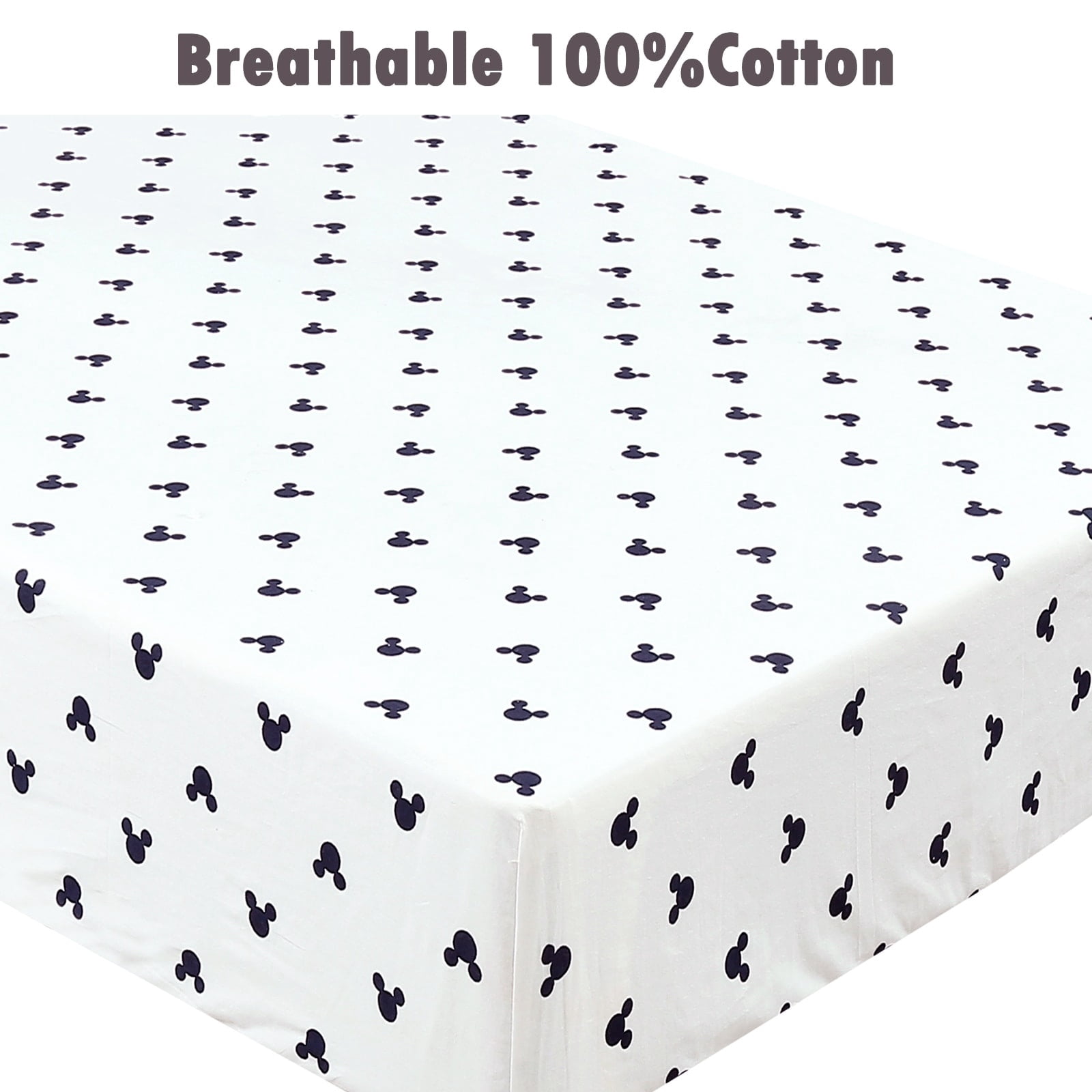 Danica 100% Cotton Fitted Baby Crib Sheet 3 Pack for baby Boys Girls |Standard Crib And Toddler Mattress Sheets | 28x52 Inch (3PK, Robot Mickey)