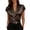 Brown, variant on Women's Satin Wrap V-Neck Blouse, Elegant Short Sleeve Silk-Feel Top, Professional Office Crossover Shirt, Sexy Party Night Out Gown