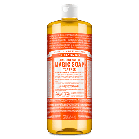 Dr. Bronner's Magic Soap - Tea Tree - Pure-Castile Liquid Soap - 32 oz – for face, body wash, hands