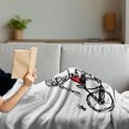 thumbnail image 3 of Bicycle Soft Flannel Fleece Blanket, Children Love Couple Cycling Together Soul Mates Valentines Sketchy Print, Cozy Plush for Indoor and Outdoor Use, 60" x 80", Black White Scarlet, by Ambesonne, 3 of 5