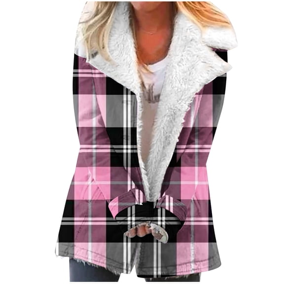 Winter Warm Zip Up Jackets for Womens Fashion Plus Size Composite Plush Button Lapels Jacket Outwear Coat Gifts for Womens