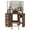 Brown, variant on Garvee Corner Vanity Desk with Mirror & Led Lights, Vanity Stool, for Bedroom, Black