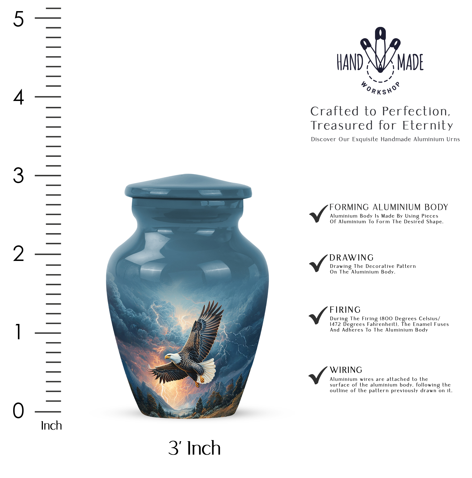 SABURIAL Eagle Urn - Mini Cremation Urn for Human Ashes Adult Man - Keepsake Burial Urns for Ashes Adult Women - Funeral Urns - 3 Inch