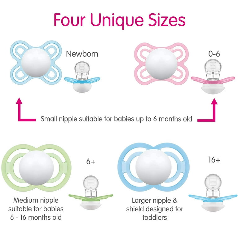 MAM Perfect Night Baby Pacifier, Patented Nipple, Glows in the Dark, 2  Pack, 0-6 Months, Unisex 