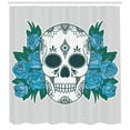 thumbnail image 3 of Ambesonne Skull Shower Curtain, Oriental Paisley Details, 69"Wx75"L, Fern Green White, 3 of 3
