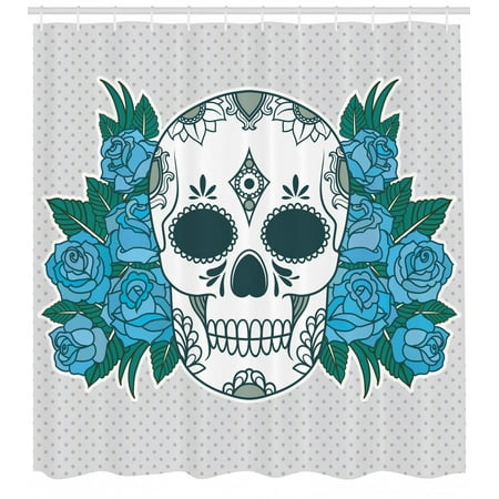 Skull Shower Curtain Skeleton Head With Oriental Paisley Details
