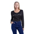 thumbnail image 2 of Women Long Sleeve Casual Shirts V Neck Letter Print Zipper Blouse Tops, 2 of 7