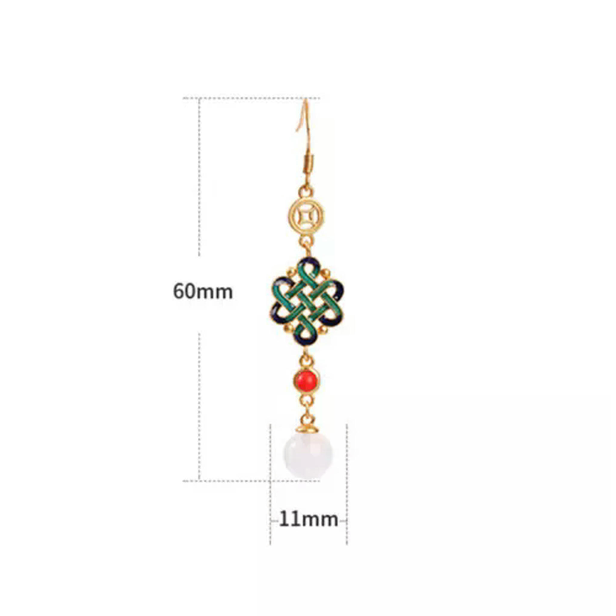 EOEMY Enamel Ethnic Chinese Vintage Dangle Drop Hook Earring For Women Earring Jewelry
