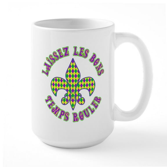 CafePress - French Mardi Gras Large Mug - 15 oz Ceramic Large White Novelty Mug