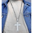 thumbnail image 3 of ORENTINI 3.5mm 925 Sterling Silver Plated Stainless Steel Cuban Link Chain with CZ Iced Out 3" Cross Pendant for Men, Woman. 28 In Length Lobster Clasp, 3 of 7